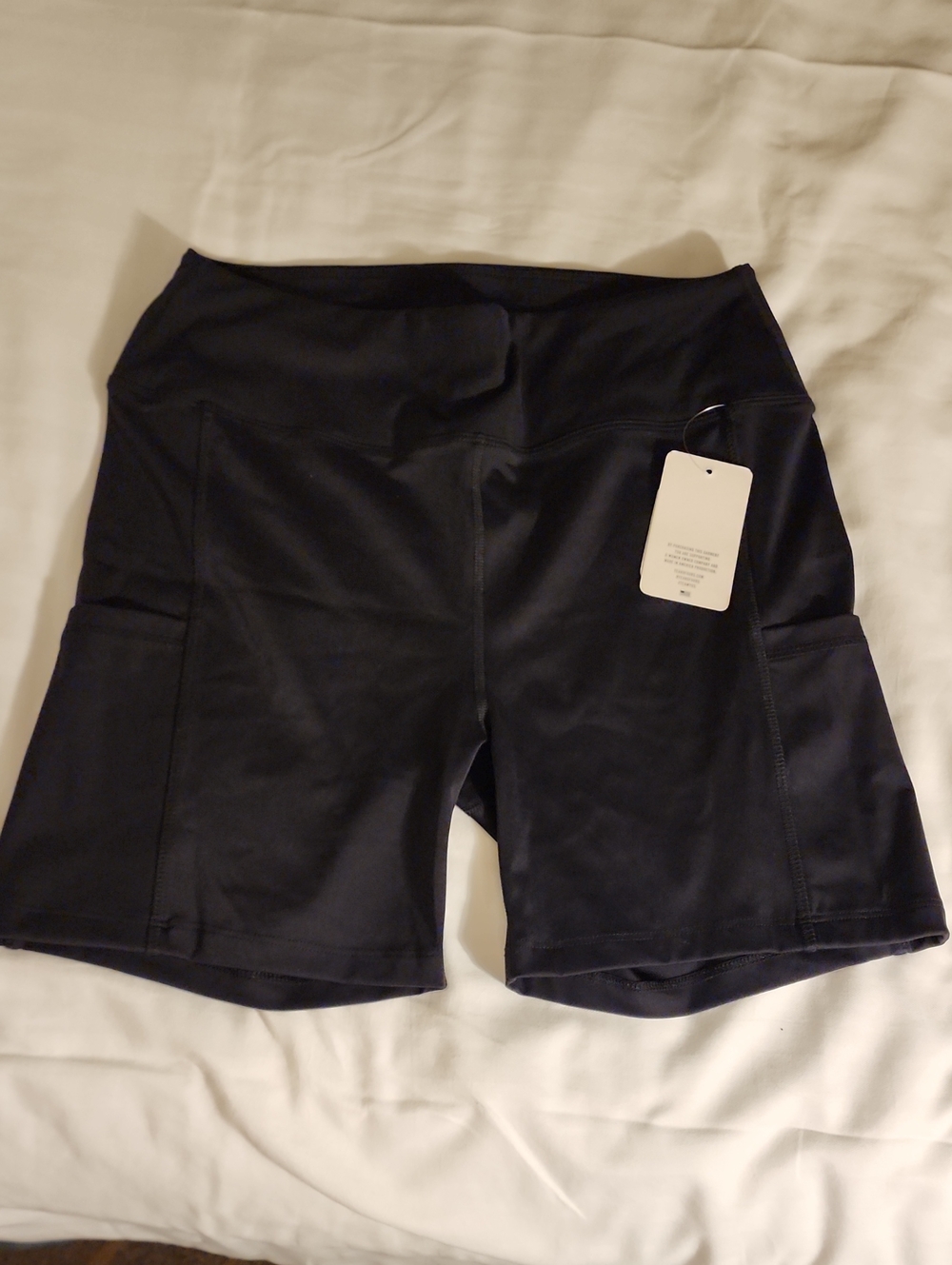 Year of Ours Black High-Rise Bike Shorts with Side Pockets